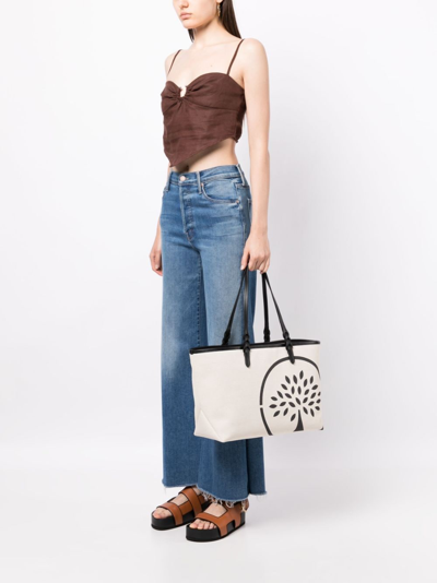 Shop Mulberry Canvas Tote Logo-print Bag In Black