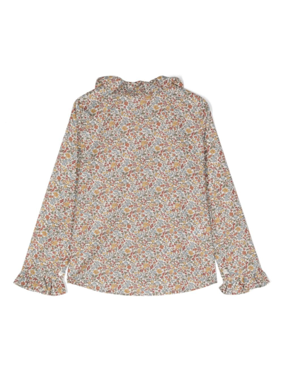 Il Gufo Floral-print Cotton Blouse In Brown