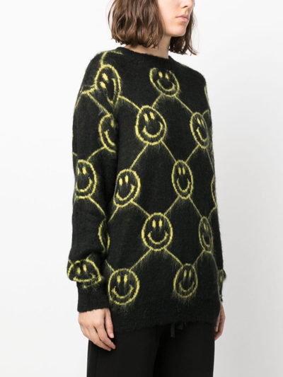 Joshua Sanders Smiley-face Intarsia-knit Jumper In Black