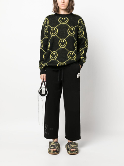 Shop Joshua Sanders Smiley-patch Track Trousers In Black