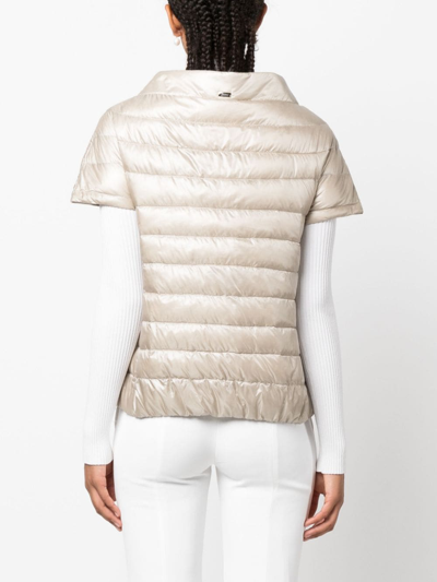 Herno Margherita Short-sleeve Quilted Jacket In Neutrals