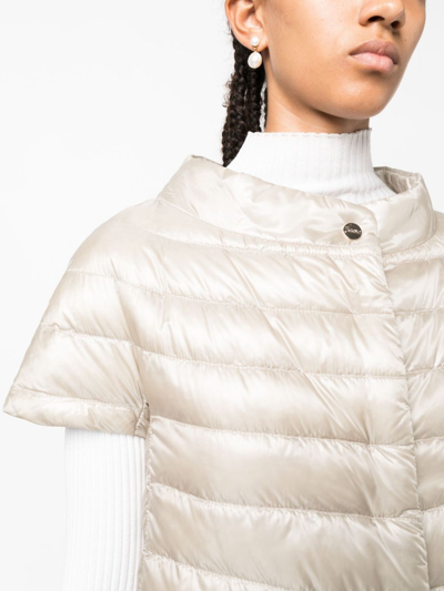 Herno Margherita Short-sleeve Quilted Jacket In Neutrals