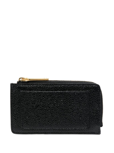 Shop Thom Browne Pebbled-leather Half-zip Wallet In Black