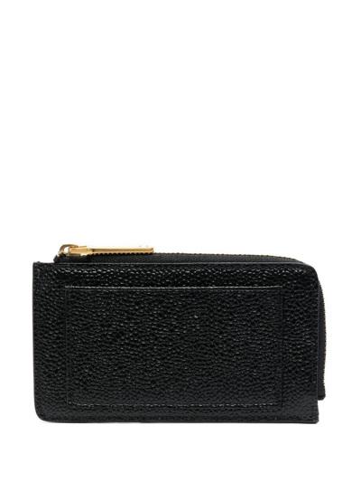Thom Browne Pebbled-leather Half-zip Wallet In Black