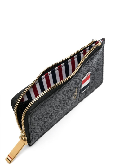 Shop Thom Browne Pebbled-leather Half-zip Wallet In Black