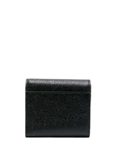 Shop Thom Browne Rwb Stripe Pebbled Leather Wallet In Black