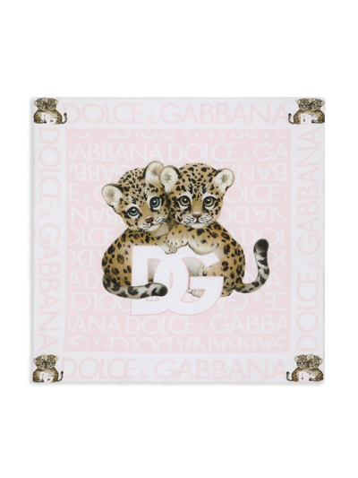 Shop Dolce & Gabbana Leopard-print Quilted Blanket In Pink