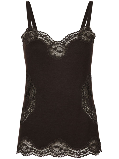 Dolce & Gabbana Lace-detailing Knitted Camisole In Black