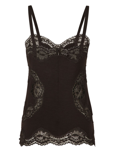 Shop Dolce & Gabbana Lace-detailing Knitted Camisole In Black