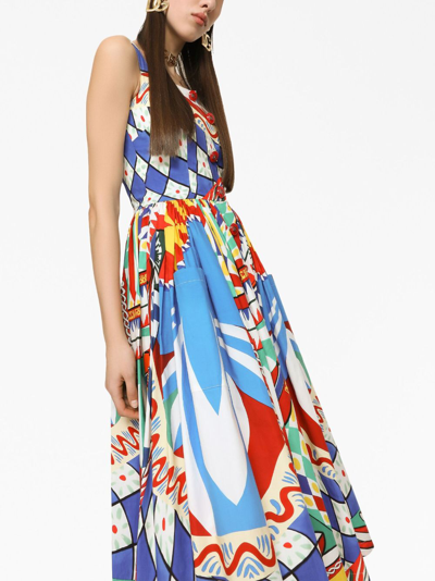 Shop Dolce & Gabbana Graphic-print Midi Dress In Blue