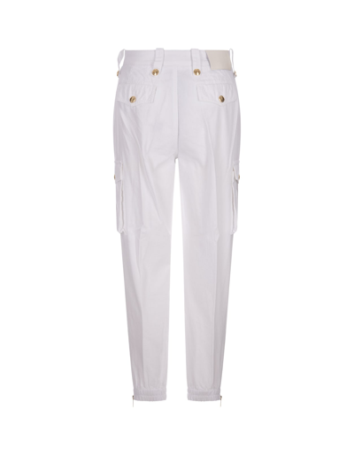 Shop Ermanno Scervino White Fleece Cargo Trousers In Bianco