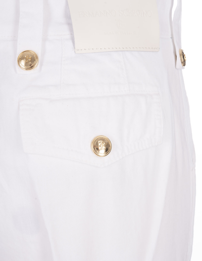 Shop Ermanno Scervino White Fleece Cargo Trousers In Bianco