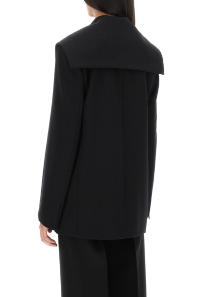 Shop Jil Sander Grain De Poudre Jacket With Jewel Brooch In Black (black)