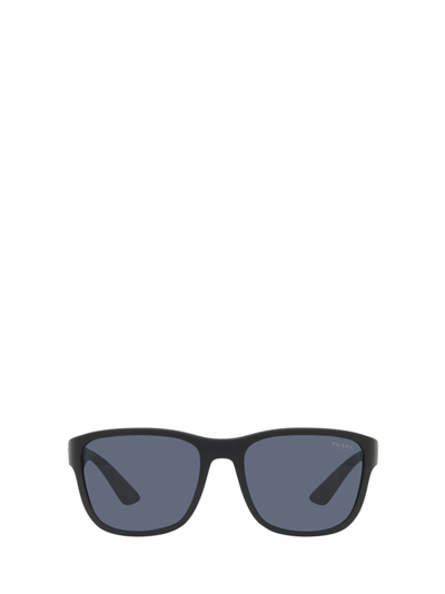 Shop Prada Ps 01us Rubber Black Sunglasses