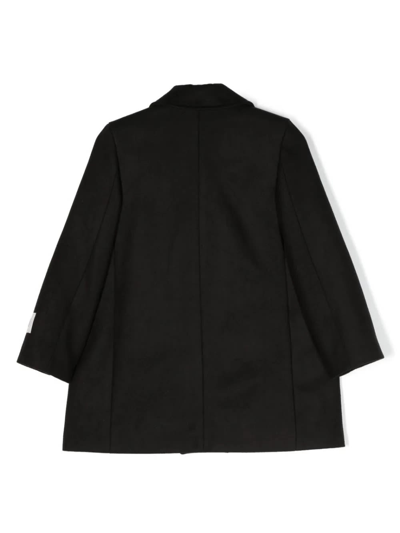 Shop Msgm Black Wool Blend Single-breasted Coat In Nero