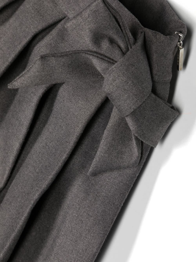 Shop Msgm Grey Pleated Mini Skirt With Logo In Grigio