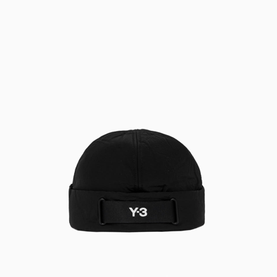 Shop Y-3 Adidas  Webbing Padded Beanie Hat H62996 In Black