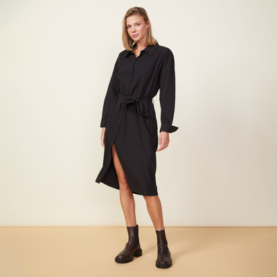 Monrow Midi Poplin Shirt Dress In Xs