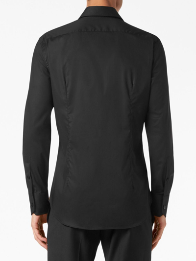 Shop Billionaire Logo-embroidery Cotton Shirt In Black