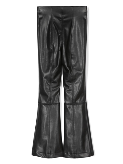 Monnalisa Faux Leather Flared Leggings In Black