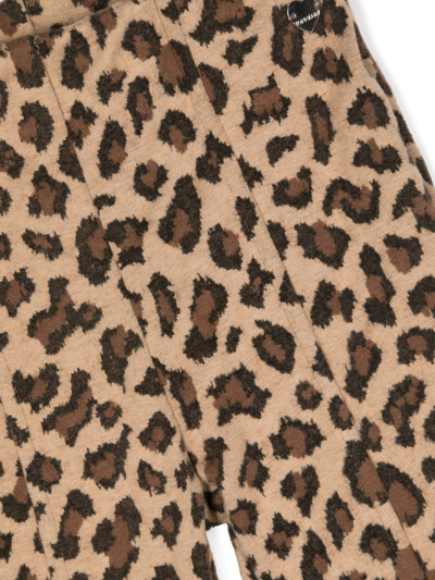 Shop Monnalisa Flared Leopard-print Trousers In Brown