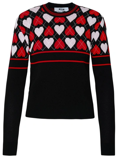 Shop Msgm Black Viscose Blend Sweater