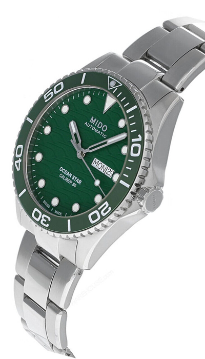 Pre-owned Mido Ocean Star 200c 42.5mm Auto Ss Green Dial Men's Watch M042.430.11.091.00