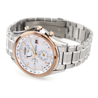 Pre-owned Citizen Exceed At9134-68w Eco-drive Solar Radio Titanium Men Watch Made In Japan