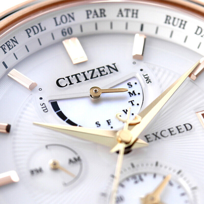 Pre-owned Citizen Exceed At9134-68w Eco-drive Solar Radio Titanium Men Watch Made In Japan