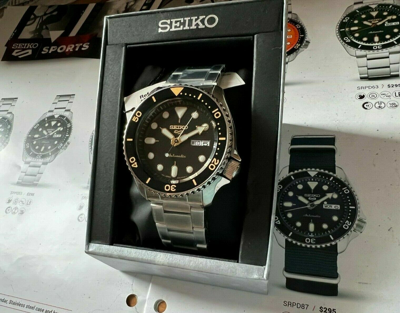 Pre-owned Seiko 5 Sports Srpd57 Black Dial Lumi Brite Hands Stainless Steel Srpd57-new