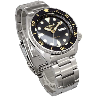 Pre-owned Seiko 5 Sports Srpd57 Black Dial Lumi Brite Hands Stainless Steel Srpd57-new