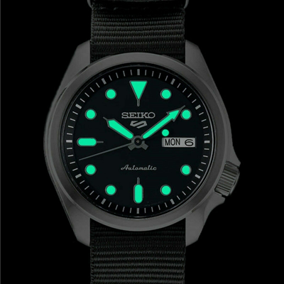 Pre-owned Seiko 5 Sports Srpd57 Black Dial Lumi Brite Hands Stainless Steel Srpd57-new