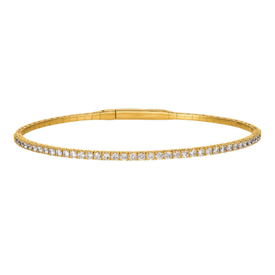 Pre-owned Morris 5.00 Ct Natural Diamond Flexible Bangle Bracelet G-h Si 14k White Gold 7''