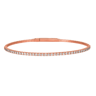 Pre-owned Morris 5.00 Ct Natural Diamond Flexible Bangle Bracelet G-h Si 14k White Gold 7''