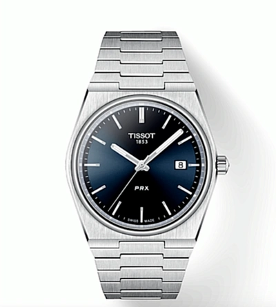 Pre-owned Tissot Prx Blue Dial T137.410.11.041.00 Stainless Watch In Box With Tags