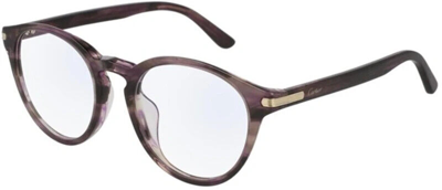 Pre-owned Cartier Ct0018oa 003 Shiny Melange Violet Havana-gold Authentic Eyeglasses 50-20 In Clear, Ready For Rx