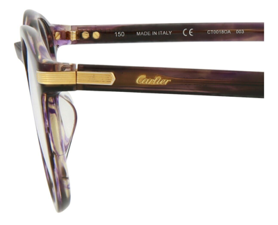 Pre-owned Cartier Ct0018oa 003 Shiny Melange Violet Havana-gold Authentic Eyeglasses 50-20 In Clear, Ready For Rx