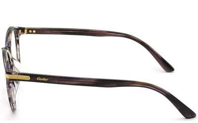 Pre-owned Cartier Ct0018oa 003 Shiny Melange Violet Havana-gold Authentic Eyeglasses 50-20 In Clear, Ready For Rx