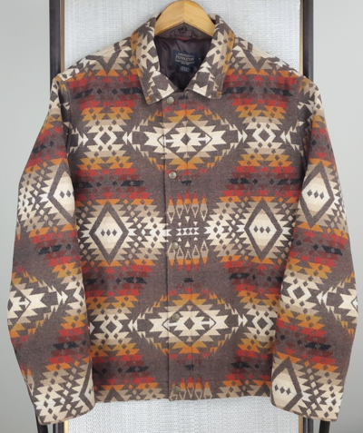 Pre-owned Pendleton Size Large Mens Virgin Wool Coat Shearling Southwest Aztec $559 In Multicolor