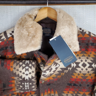 Pre-owned Pendleton Size Large Mens Virgin Wool Coat Shearling Southwest Aztec $559 In Multicolor