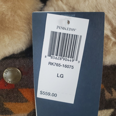 Pre-owned Pendleton Size Large Mens Virgin Wool Coat Shearling Southwest Aztec $559 In Multicolor