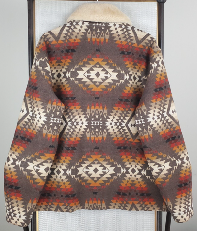 Pre-owned Pendleton Size Large Mens Virgin Wool Coat Shearling Southwest Aztec $559 In Multicolor