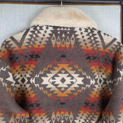 Pre-owned Pendleton Size Large Mens Virgin Wool Coat Shearling Southwest Aztec $559 In Multicolor
