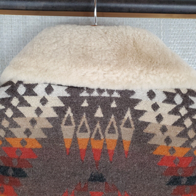 Pre-owned Pendleton Size Large Mens Virgin Wool Coat Shearling Southwest Aztec $559 In Multicolor