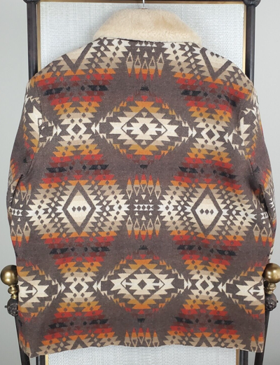 Pre-owned Pendleton Size Large Mens Virgin Wool Coat Shearling Southwest Aztec $559 In Multicolor