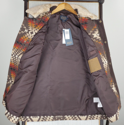 Pre-owned Pendleton $559  Size Large Mens Virgin Wool Coat Shearling Southwest Aztec In Multicolor