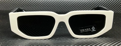 Pre-owned Prada Pr 09zs 1425s0 White Dark Grey Men's 54 Mm Sunglasses In Gray