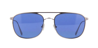 Pre-owned Tom Ford Nickie-02 Ft 1107 Shiny Silver/grey Shaded (16c) Sunglasses In Blue