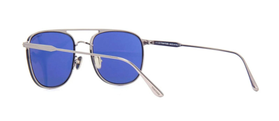 Pre-owned Tom Ford Nickie-02 Ft 1107 Shiny Silver/grey Shaded (16c) Sunglasses In Blue