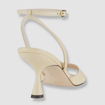 Pre-owned Wandler $700  Women's Ivory Julio Lambskin Ankle-strap Sandal Shoe Sz Eu 39/us 9 In White